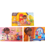 3 Doc McStuffins Disney Wood Preschool 24 Pc Puzzles in Wood Storage Box... - £9.09 GBP