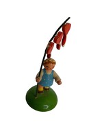 Erzgebirge Girl With Hearts Wooden Figurine Made in Germany Vintage  - $49.49