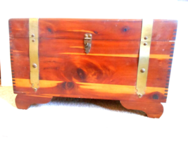 Unbranded Cedar Chest Solid Wood 15&quot;x9&quot;x9&quot; Jewelry Box w/Brass Trim &amp; Ha... - $19.79