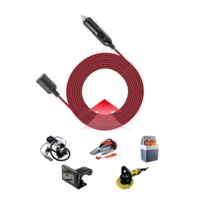 Heavy Duty Car Cigarette Lighter Extension Cord - 12V 24V 15A Male to Female, - £12.55 GBP