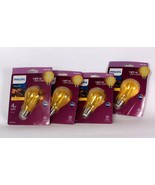 4 Ct Philips Party 4w LED Bug Yellow Light A19 Bulbs Keeps Bugs Away - £18.86 GBP