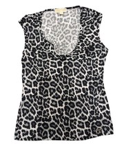 Michael Kors Leopard Print Cowl Sleeveless Stretch Blouse Top Women&#39;s Shirt Sz M - £8.96 GBP