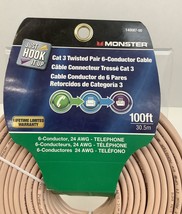 Monster Cable Category 3 Twisted Pair Wire 6 Conductor 100&#39; Carded - $12.62