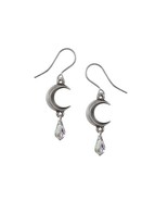 Alchemy Gothic E477C Moon Crystal Earrings Iridescent Tear Drop Crescent... - £21.32 GBP