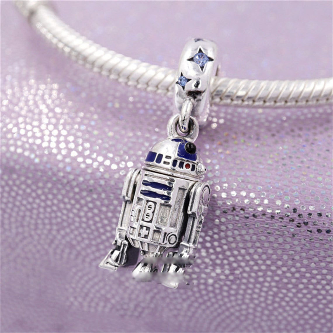 925 Sterling Silver Star Wars R2-D2 Dangle Charm Bead