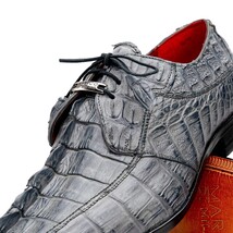 Cancun Genuine Caiman Crocodile Dress Derby's Shoes Gray image 4