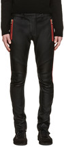 Leather Pants Men Pant Trousers Slim Biker Fit Men&#39;s Jeans Style Real Black 20 - £98.25 GBP