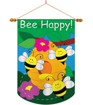 Bee Happy - Applique Decorative Wood Dowel with String House Flag Set HS104062-P - £37.63 GBP