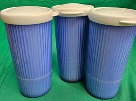 Vintage Tupperware Insulated Tumbler Shaker Cup 24 Oz with Lid Lot Of 3Blue - $28.98