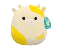 Squishmallows 11&#39;&#39; Dagmar The Lemon Cow Plush Toy, Yellow, White - $26.94