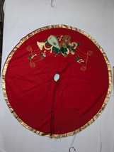 Vintage Christmas Tree Skirt 43 Inch Red Music Notes - $39.95