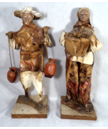 Set of 2 Vintage Mexican Paper Mache Folk Art Figurines Man and Woman Co... - €16,12 EUR