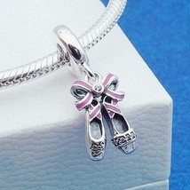 925 Sterling Silver Punk Ballerina Shoes Dangle Charm With Enamel - £13.78 GBP