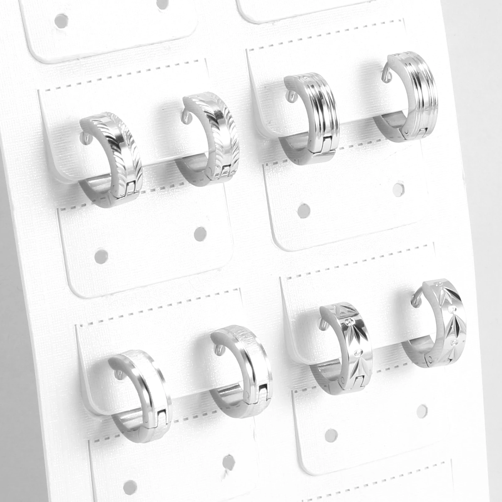 4 Pairs Silver Color Hoop Earring Sets for Ladies 316L Stainless Steel N... - $17.51