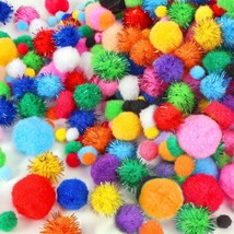 1000 Pcs Assorted Size Pom Poms With 200 Pcs Wiggle Eyes, 20 Colors Craf... - £11.77 GBP