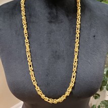 Women Modern Chunky Gold Tone Round Linked Classic Design Chain Long Necklace - £23.74 GBP