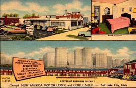 1940s New America Motor Lodge Salt Lake City Utah A CurTeich linen postcard-bk34 - £3.35 GBP