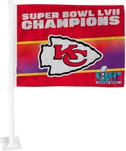 NFL Kansas City Chiefs 2023 Super Bowl LVII Champions Car Flag 21&quot; Tall - £19.80 GBP