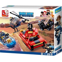 Police Tank Chase, SWAT Police Car, Helicopter, Boat Hoovercraft Building Blocks - £21.38 GBP