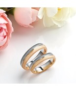 Two-Tone Wedding Set-Diamond Gold Rings-Engravable Gold Bands-Personaliz... - $16,389.70 MXN+