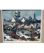 Oil painting signed by French painter, snow landscape, CIRCA 1950 - €156,03 EUR