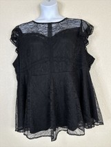 NWT Torrid Womens Plus Size 4 (4X) Black Lace Babydoll Top Flutter Sleeve - £18.89 GBP