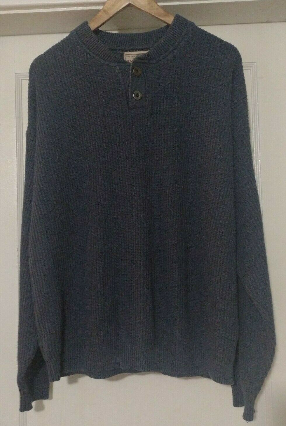 Vtg Woolrich Men's Cotton 2 Button Pullover Henley Made In USA Large Blue Bin PP - £29.47 GBP