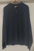 Vtg Woolrich Men&#39;s Cotton 2 Button Pullover Henley Made In USA Large Blue Bin PP - £29.54 GBP