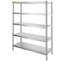 VEVOR Stainless Steel Shelves 47.5x18 Inch 5 Tier Adjustable Shelf Storage Unit - $280.65