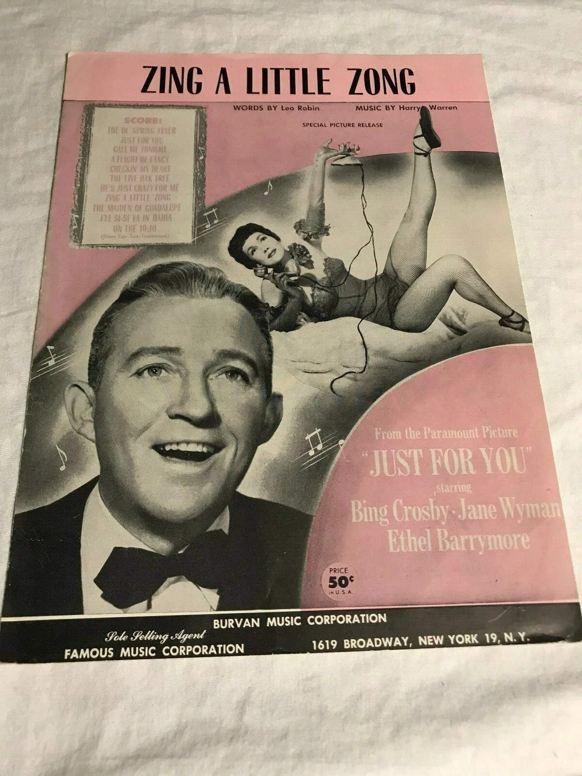 Zing A Little Zong (sheet music) - $6.00
