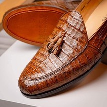 Bianchi Genuine Caiman Crocodile Dress Loafer Bay Apache image 11