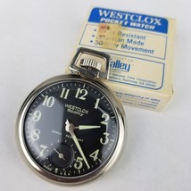 New Old Stock Westclox &quot;Scotty&quot; pocket watch box black glow model 40006 ... - $1,529.92 MXN