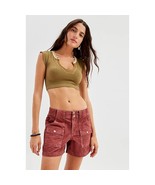 Urban Outfitters BDG Zoey Corduroy Cargo Short Maroon sz 6 NWT - $48.54 CAD