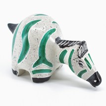 Crafts Caravan Hand Carved Soapstone Chubby White &amp; Green Zebra Figurine Kenya - £10.95 GBP