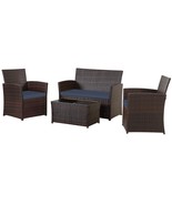 4-Piece Outdoor Wicker Patio Furniture Set - Brown Rattan Sectional Sofa - $5,365.39 MXN