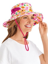 Seed &amp; Sprout Wide Brim Gardening Hat with Ponytail Opening August Bloom Pattern - £19.77 GBP