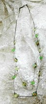 Double Strand Bead Necklace - Shades of Green 30&quot; + 3&quot; Extender Glass &amp; Plastic - £11.05 GBP