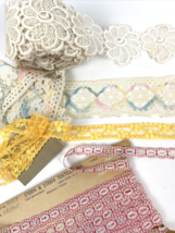 Vintage Lace Trim Lot Ribbon Edging Crochet Decorative - £23.98 GBP