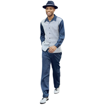 Men's MONTIQUE Two Piece Set Walking Leisure Suit 2367 Navy Checkers image 8