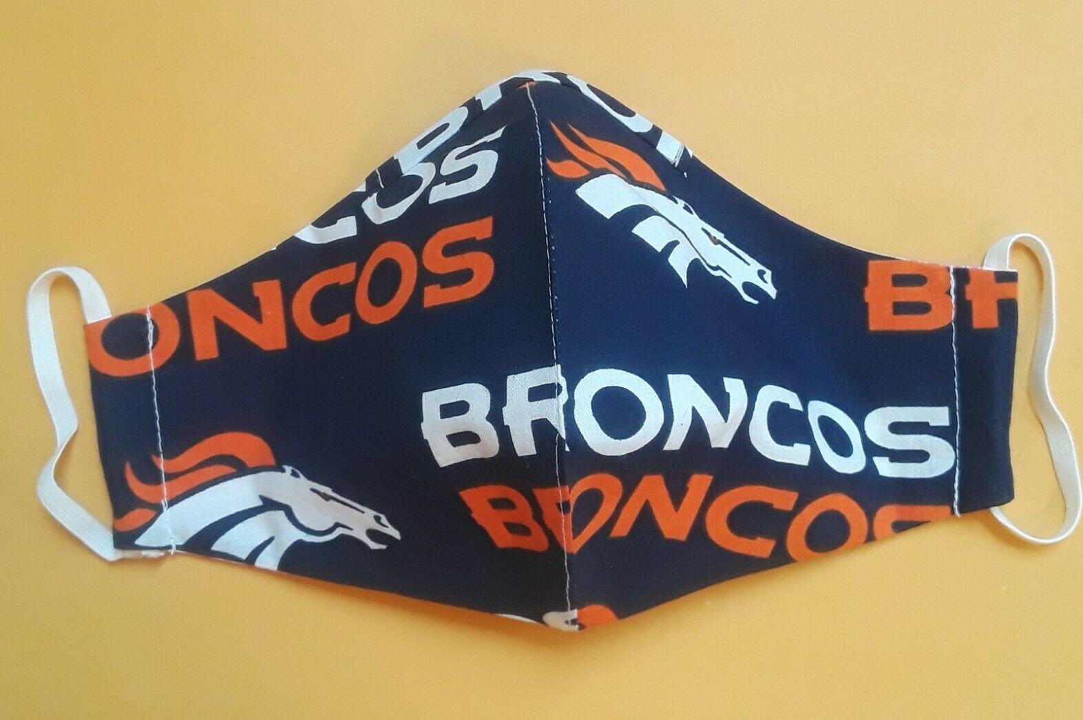 FACE MASK WASHABLE COTTON REUSABLE REVERSIBLE NFL DENVER BRONCOS SZ LARGE - $4.94