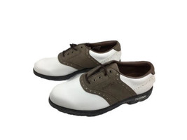 FootJoy Greenjoys Golf Shoes Mens Size 9 Saddle White Brown 45542 BROKEN SPIKES - £18.95 GBP
