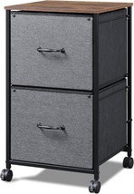 Devaise 2 Drawer Mobile File Cabinet, Rolling Printer Stand,, Rustic Brown - $64.95