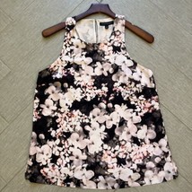 Banana Republic Floral Tank Top Black Pink Size S Sleeveless Racer Back ... - $17.82