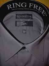 COVINGTON RING-FREE MEN&#39;S CLASSIC FIT LS GRAY DRESS SHIRT-15-15.5/32-33-... - $13.09