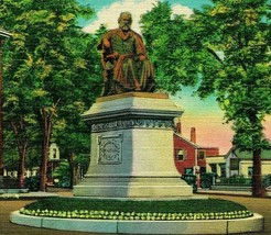 Vtg Linen Postcard Portland Maine ME Longfellow Monument Unused UNP - £3.07 GBP