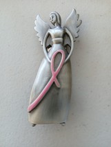 Vtg Avon Breast Cancer Crusade Money Clip Visor Clip Pewter Pink Enamel Ribbon - $19.99