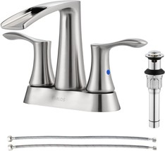 Brushed Nickel Parlos Two Handles Waterfall Bathroom Faucet From Demeter 1431702 - £58.17 GBP