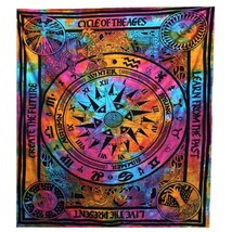 COLOUR Double Cotton Bedspread/Wall Hanging-CIRCLE OF AGES-W-230cm, Height 200cm - $41.70