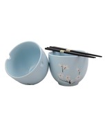 Ebros Ceramic Japanese Sakura Ramen Udong Noodles Bowls and Chopsticks S... - £23.44 GBP