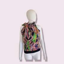 Ralph Lauren Black Label Blue Tie-neck Sleeveless Paisley Silk cashmere ... - $156.42